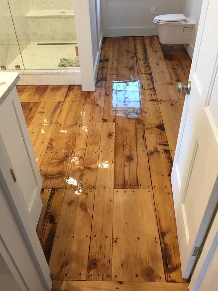 Refinished original hardwood flooring in kitchen